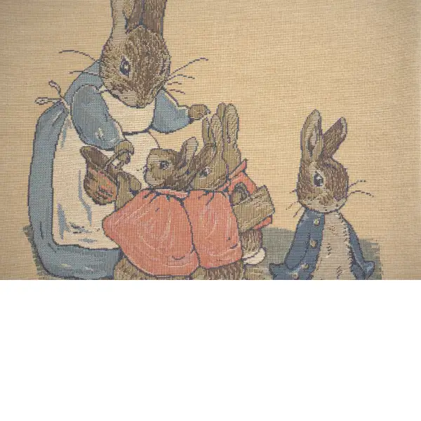 Mrs. Rabbit Beatrix Potter Small Belgian Cushion Cover | Close Up 2
