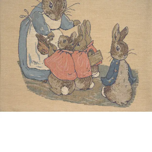 Mrs. Rabbit Beatrix Potter Small Belgian Cushion Cover | Close Up 3