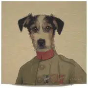 Percival Terrier Green Belgian Cushion Cover | Close Up 1