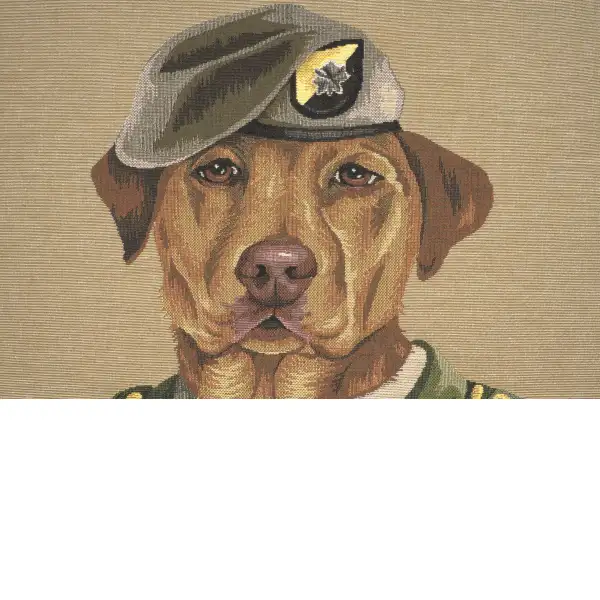 Chien Militaire Green Belgian Cushion Cover | Close Up 1