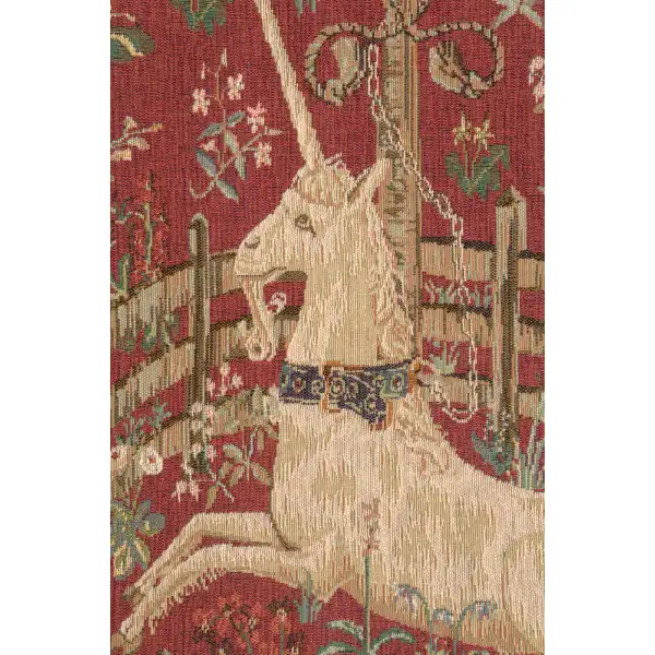 Licorne Captive Rouge French Wall Tapestry Unicorn Tapestries
