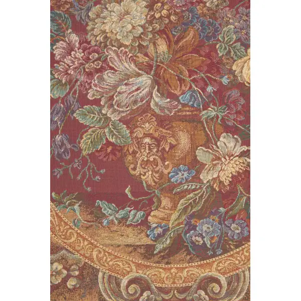 Floral Composition in Vase Burgundy Italian Tapestry Modern Floral Tapestries