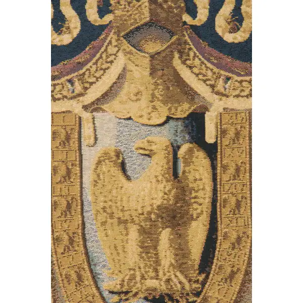 Napolean Dark Blue Belgian Tapestry Wall Hanging Crest & Coat of Arm Tapestries