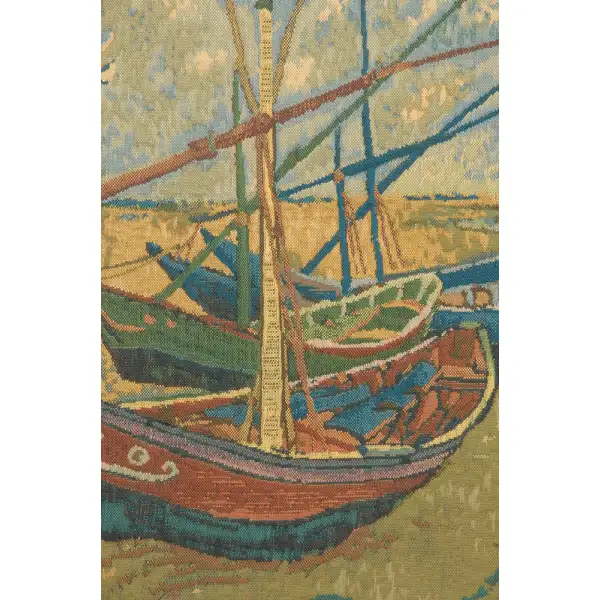 Van Goghs Fishing Boats Belgian Tapestry Wall Hanging Tall Ship & Sailboat Tapestries