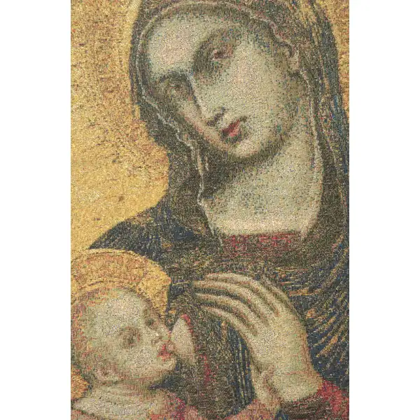 Madonna En Or Belgian Tapestry Wall Hanging - 23 in. x 38 in. CottonWool by Barnaba da Modena | Close Up 1