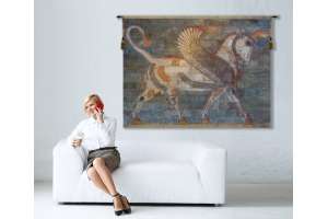 Winged Bull Belgian Tapestry Wall Hanging