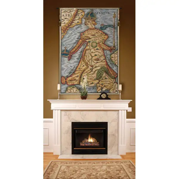 Ptolemaeus Map Belgian Tapestry Wall Hanging Nautical Tapestry