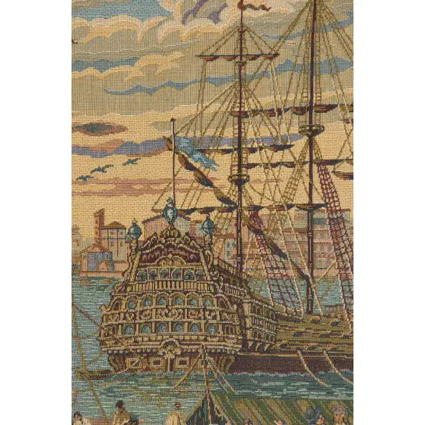 The Galleon Guardi Italian Tapestry Coastal Dwelling Tapestries