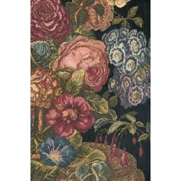 Flower Basket with Black Chenille Background wall art european tapestries