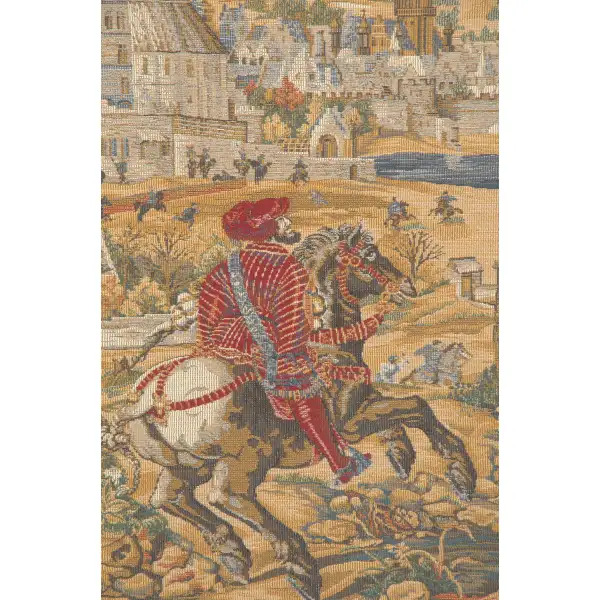 Medieval Brussels Belgian Tapestry Wall Hanging Battles & Tournaments