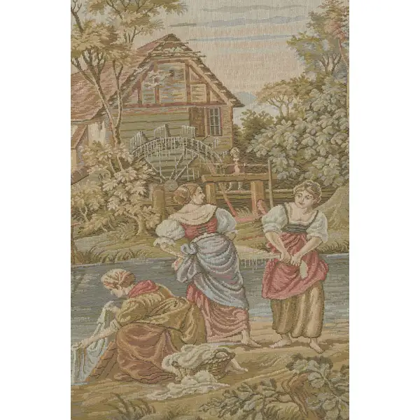 Washing Day at the Mill Horizontal  Italian Tapestry Classical & Pastoral Tapestries