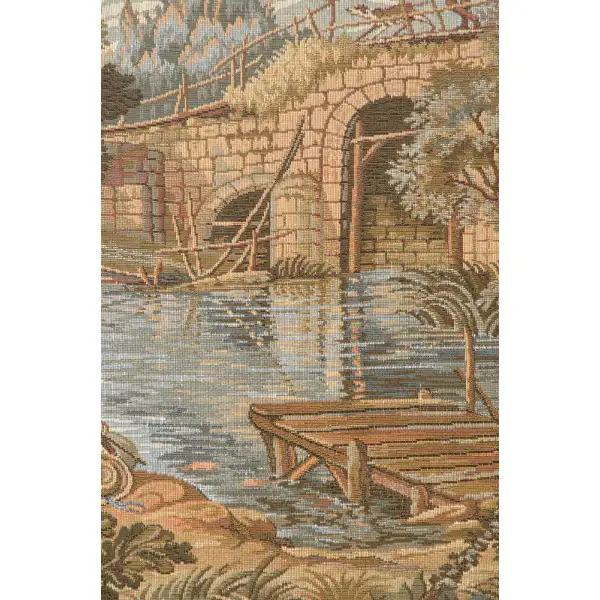 Fishing at the Lake Vertical Italian Tapestry Classical & Pastoral Tapestries