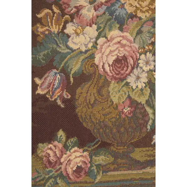 Vase with Flowers Brown Italian Tapestry Modern Floral Tapestries