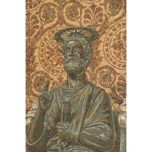 Bronze Statue of St. Pietro Italian Tapestry Madonna & Saint Tapestries