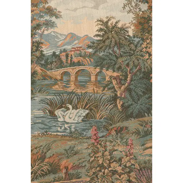 Swan in the Lake Large with Border Italian Tapestry Classical & Pastoral Tapestries