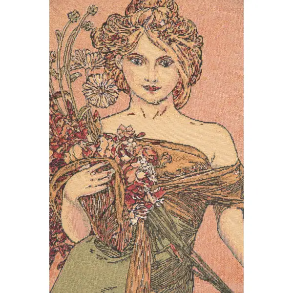 Mucha Spring Belgian Tapestry Wall Hanging Art Nouveau Tapestries