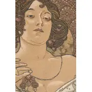 Mucha Rubis Belgian Tapestry Wall Hanging - 19 in. x 42 in. Cotton by Alphonse Mucha | Close Up 1
