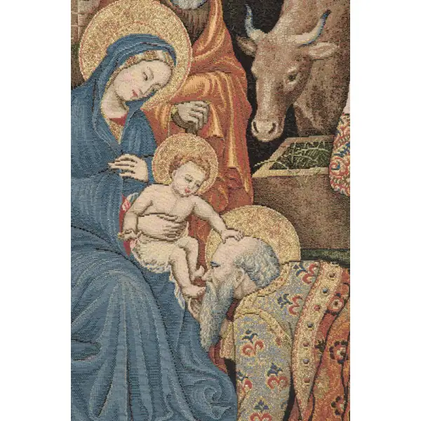 Adoration Palla Strozzi Italian Tapestry - 33 in. x 26 in. Cotton/Viscose/Polyester by Gentile Da Fabriano | Close Up 1