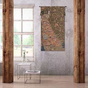 L'Attente Klimt a Gauche Or French Tapestry Wall Hanging