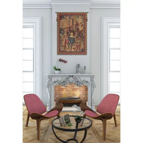 Le Tournai I Vertical French Wall Tapestry Medieval Tapestries