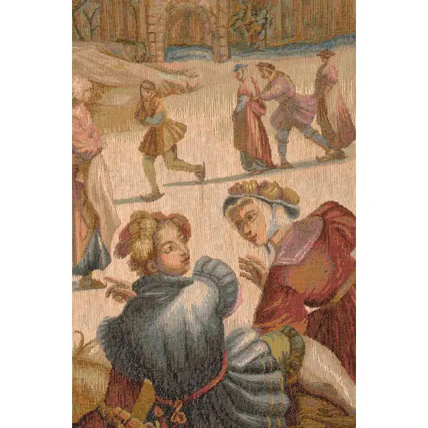 Les Patineurs French Wall Tapestry Medieval Tapestries