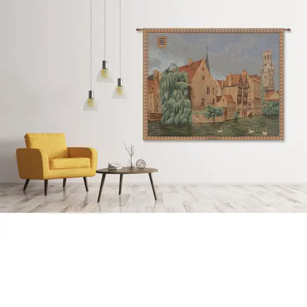 Brugges Riverside French Wall Tapestry Landscape & Lake Tapestries