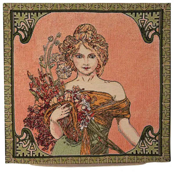 Mucha Spring I Belgian Cushion Cover | Close Up 1
