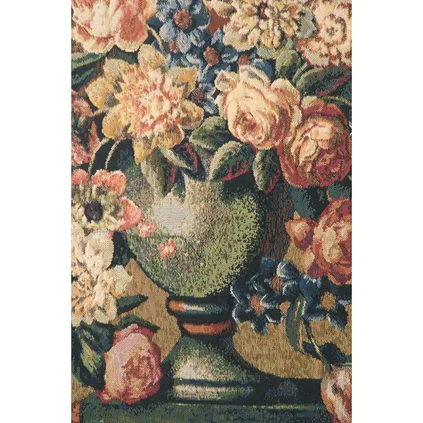 Breughel's Vase Green Belgian Tapestry Wall Hanging Floral & Still Life Tapestries