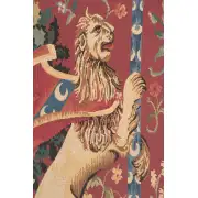 Portiere Medieval Lion Belgian Tapestry Wall Hanging - 27 in. x 77 in. Cotton/Viscose/Polyester by Charlotte Home Furnishings | Close Up 1