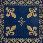 Fleur De Lys Blue III Belgian Cushion Cover - 18 in. x 18 in. SoftCottonChenille by Charlotte Home Furnishings | Close Up 1