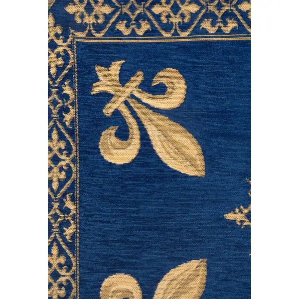 Fleur De Lys Blue III Belgian Cushion Cover - 18 in. x 18 in. SoftCottonChenille by Charlotte Home Furnishings | Close Up 2