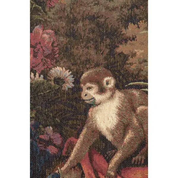 Bouquet Exotique with Monkey French Wall Tapestry Tropical & Exotic Scenery Tapestries