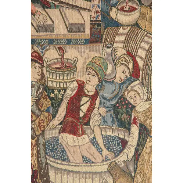Vendage Portiere, Left Side Small Belgian Tapestry Wine & Feast Tapestries