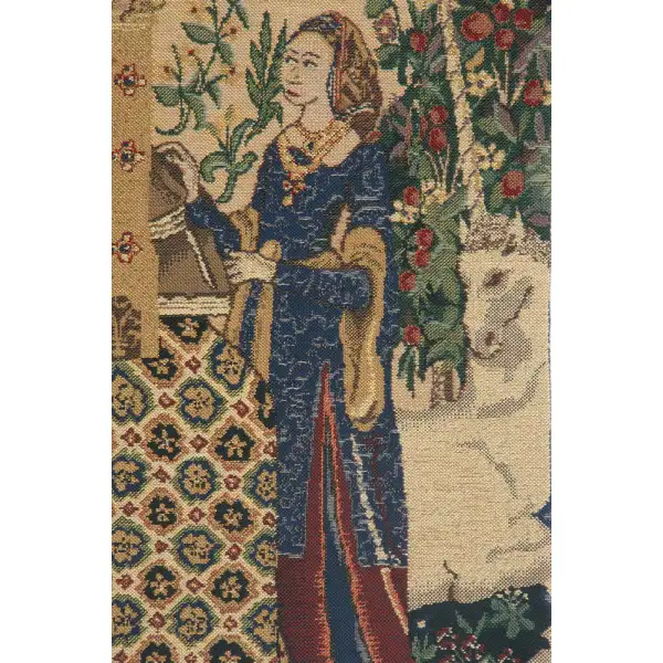 Lady and the Organ, Beige  Belgian Tapestry The Lady and the Unicorn Tapestries