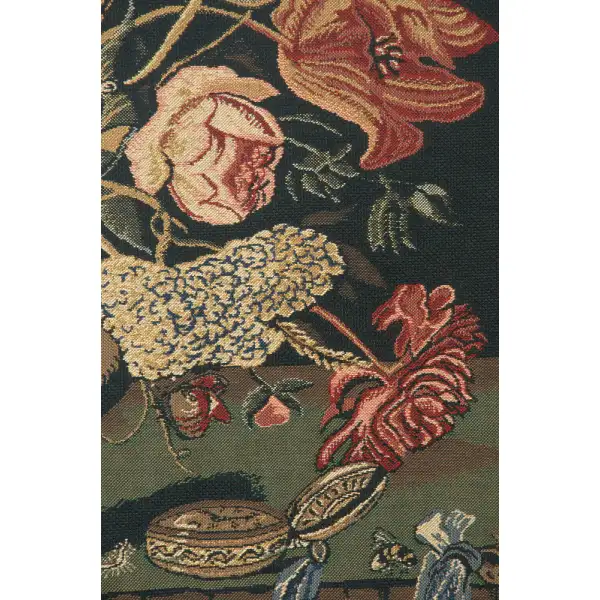 Mignon Bouquet, Black Belgian Tapestry Floral & Still Life Tapestries
