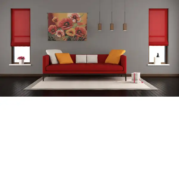 Poppies III Belgian Tapestry Contemporary Tapestries