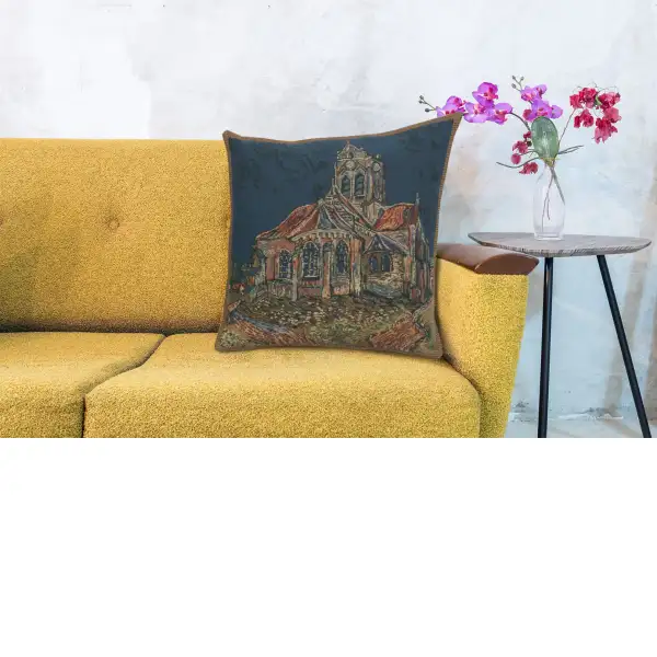 The Church of Auvers tapestry pillows