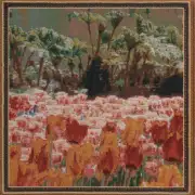 Keukenhof Gardens I Belgian Cushion Cover - 16 in. x 16 in. Cotton/Viscose/Polyester by Charlotte Home Furnishings | Close Up 1