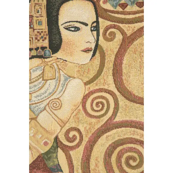 The Waited For By Klimt European Tapestries - 16 in. x 16 in. Cotton/Polyester/Viscose by Gustav Klimt | Close Up 2