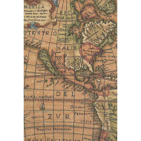 Old Map of the World Red european tapestries