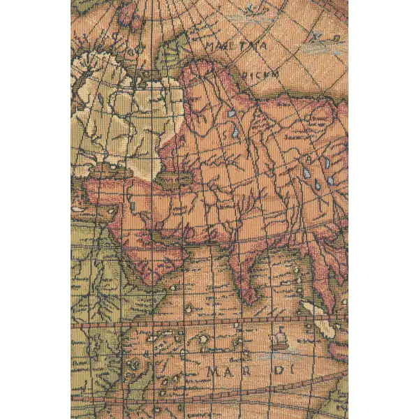 Old Map of the World Red by Charlotte Home Furnishings