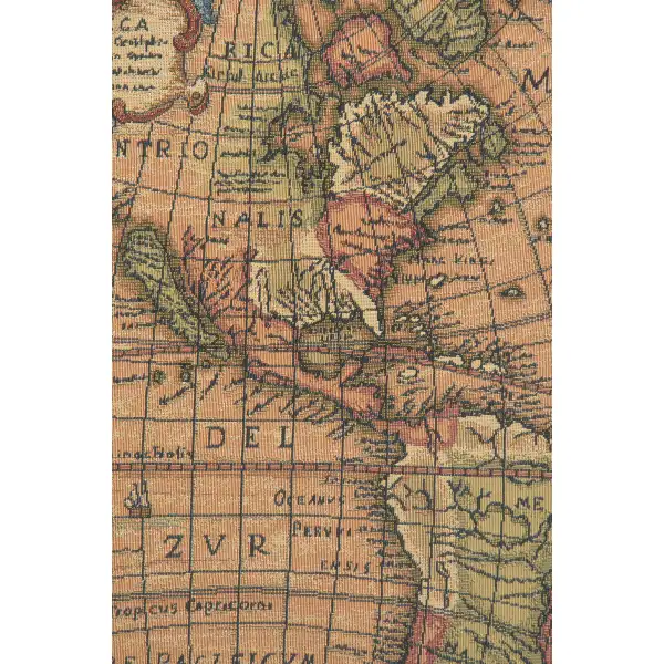 Old Map of the World Blue European Tapestries Map Tapestries