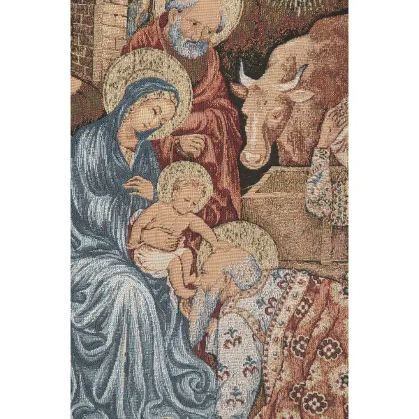 Nativity Adoration European Tapestries - 25 in. x 19 in. Cotton/Polyester/Viscose by Zanobi Strozzi | Close Up 1