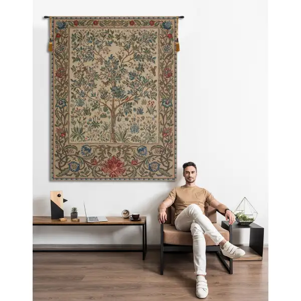 The Tree of Life Beige Tapestry