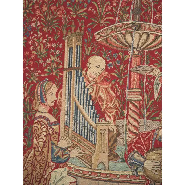 The Concert (Red) Belgian Tapestry Middle Ages Art Tapestries