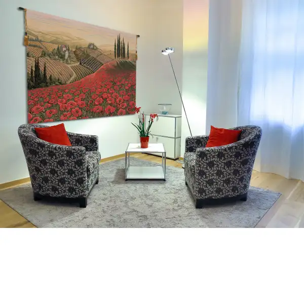 Tuscan Poppy Landscape large tapestries