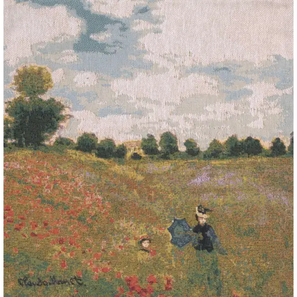 Monet's Poppy Field Belgian Cushion Cover | Close Up 1