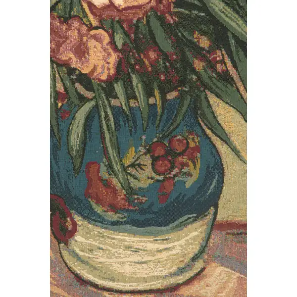 Oleanders and Books Italian Tapestry Modern Floral Tapestries