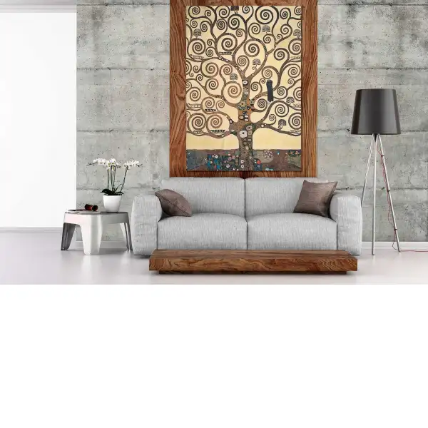 Klimts The Tree of Life Wall Hanging Home D??‚Â©cor Woven in USA Cream Tapestry 