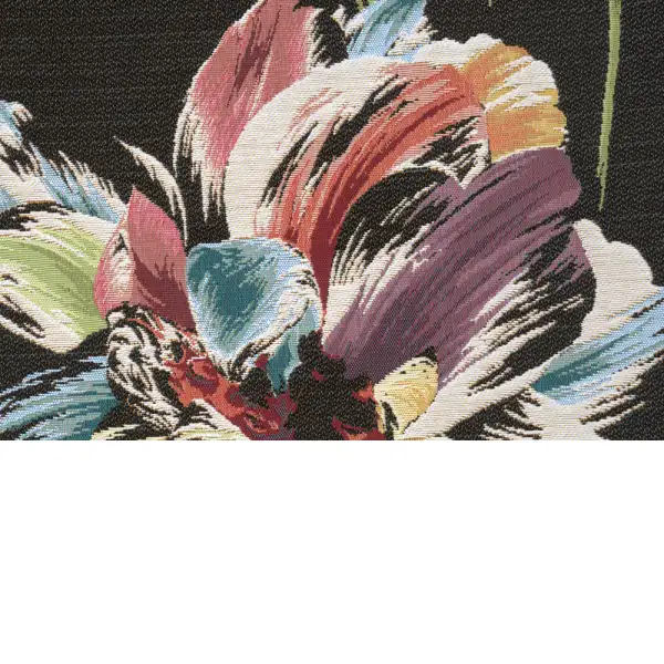 An Armful of Multicolored Tulips Black  European table mat